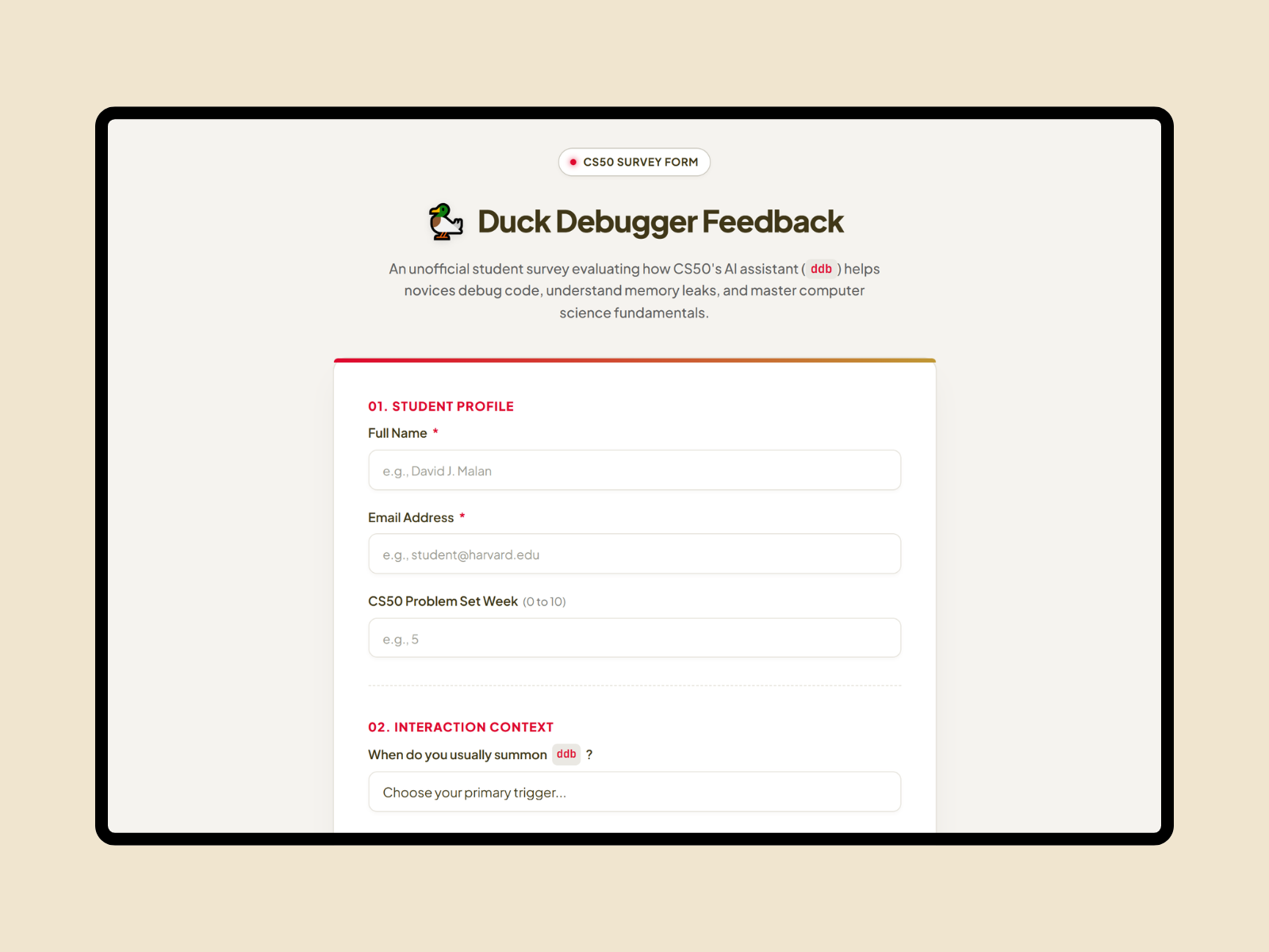 Feedback Survey Form Preview